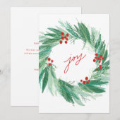 おしゃれな植物のホリデーシーズンリース　フラットクリスマスカード シーズンカード (正面/裏面)
