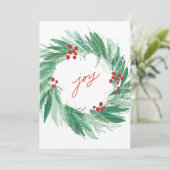 おしゃれな植物のホリデーシーズンリース　フラットクリスマスカード シーズンカード (スタンド正面)