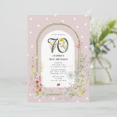 おしゃれな植物の花のアーチ 70歳の誕生日パーティー 招待状 (スタンド正面)