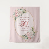 おしゃれな植物の赤み 50歳の誕生日 背景 タペストリー (正面)