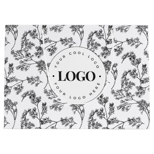 おしゃれな植物イラストのギフトバッグ - ロゴを追加 ラージペーパーバッグ (正面)