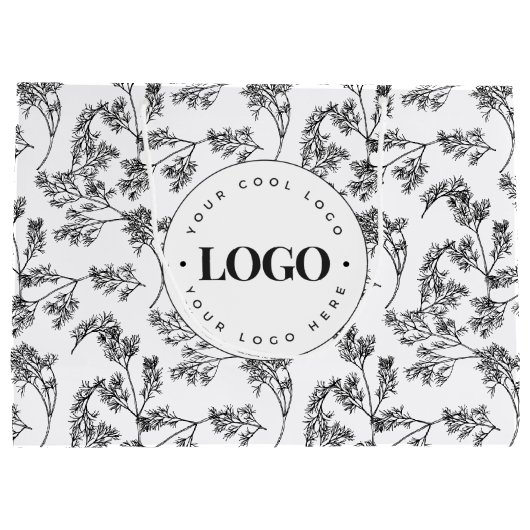 おしゃれな植物イラストのギフトバッグ - ロゴを追加 ラージペーパーバッグ (裏面)