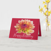 おしゃれな植物学の誕生日鮮やかなオレンジ赤のダリア カード (黄色い花)