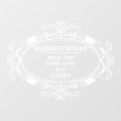おしゃれな楕円形フレームの営業時間表示 ウィンドウサイン (シート)