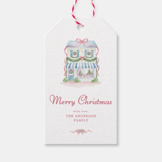 おしゃれな水彩の家 メリークリスマス ギフトタグ (正面)