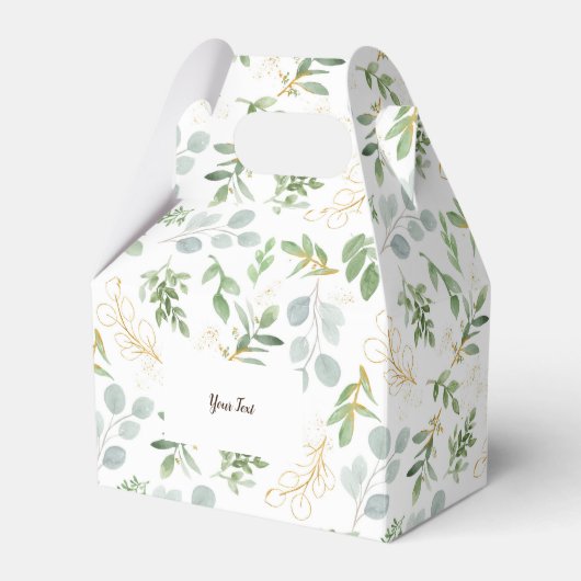 おしゃれな水彩の葉のギフトボックス フェイバーボックス (正面サイド)