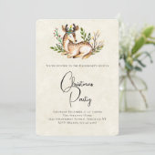 おしゃれな水彩の鹿が横になっているボヘミアンクリスマス 招待状 (スタンド正面)