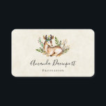 おしゃれな水彩の鹿が横になっているボホ 名刺<br><div class="desc">葉の多い花に囲まれた鹿が横になっている美しい名刺。素朴なボヘミアンスタイルのデザイン。</div>