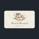 おしゃれな水彩の鹿が横になっているボホ 名刺<br><div class="desc">葉の多い花に囲まれた鹿が横になっている美しい名刺。素朴なボヘミアンスタイルのデザイン。</div>