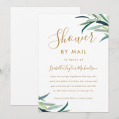 おしゃれな水彩グリーンのシャワーメール 招待状 (正面/裏面)