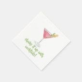 おしゃれな水彩コスモポリタンがデザインされた「Shake It Up with Cocktails」 スタンダードカクテルナプキン (角)