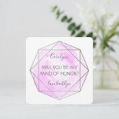 おしゃれな水彩ダイヤモンド | 私のウェディングパーティーに来てくれる？ 招待状 (スタンド正面)