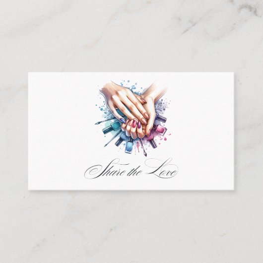 おしゃれな水彩ネイルサロン紹介カード 紹介カード (正面)