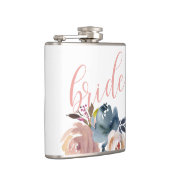 おしゃれな水彩ピンクの花の花嫁ウェディング フラスク (右)
