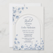 おしゃれな水彩ブルーの野生の花のボヘミアアーチ 招待状 (正面)