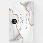 おしゃれな水彩ホワイトとローズゴールドアゲートのビジネス 横断幕 (縦)