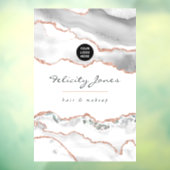 おしゃれな水彩ホワイトとローズゴールドアゲート ビジネス ウィンドウサイン (シート3)