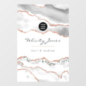 おしゃれな水彩ホワイトとローズゴールドアゲート ビジネス ウィンドウサイン (シート)