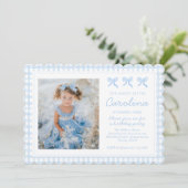 おしゃれな水彩ボウズ ギンガム オーダーメイド フォト 招待状 (スタンド正面)