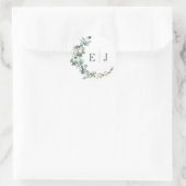 おしゃれな水彩ユーカリ結婚式封筒シール ラウンドシール (バッグ)