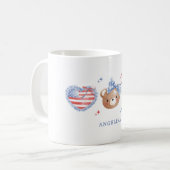 おしゃれな水彩リボンのイニシャル アメリカ独立記念日 コーヒーマグカップ (正面左)