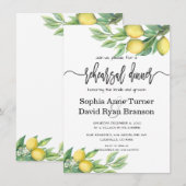 おしゃれな水彩レモントロピカルリハーサルディナー 招待状 (正面/裏面)