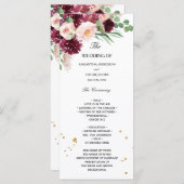 おしゃれな水彩ワインレッド ブラッシュ ピンク フローラル メニュー (正面/裏面)