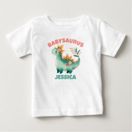 おしゃれな水彩恐竜 赤ちゃん恐竜 名前 ベビーTシャツ