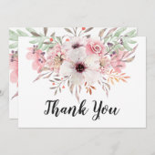 おしゃれな水彩田舎花柄の感謝カード サンキューカード (正面/裏面)
