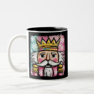 おしゃれな水彩画のくるみ割り人形サンタのクリスマス女子デザイン ツートーンマグカップ