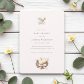 おしゃれな水彩画のミニマルなベビーシャワー準備 招待状