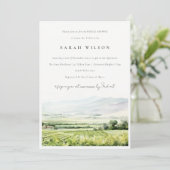 おしゃれな水彩画のワイナリー風景 ブライダルシャワー 招待状 (スタンド正面)