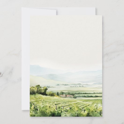 おしゃれな水彩画のワイナリー風景 ブライダルシャワー 招待状 (裏面)