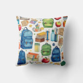 おしゃれな水彩画の新学期文具パターン クッション (裏面)