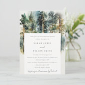 おしゃれな水彩画の木立の森のリハーサルディナー 招待状 (スタンド正面)
