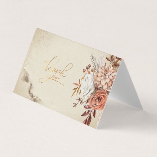 おしゃれな水彩画の秋の花　サンキューカード 名刺 (正面)