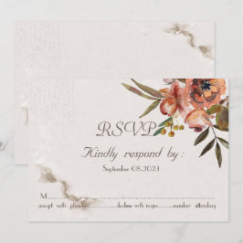 おしゃれな水彩画の秋の花 RSVP 招待状