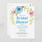 おしゃれな水彩画 ブライダルシャワー 花の招待状 ポストカード (正面/裏面)