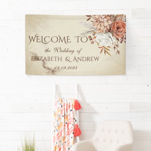 おしゃれな水彩秋の花 横断幕 (インサイチュ)