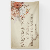 おしゃれな水彩秋の花 横断幕 (縦)