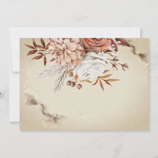 おしゃれな水彩秋の花 Save The Date セーブザデート (裏面)