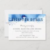 おしゃれな水彩筆の濃い青の受付カード 招待状 (正面)