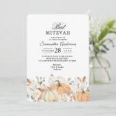 おしゃれな水彩花とカボチャの秋 招待状 (スタンド正面)