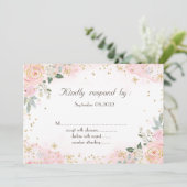 おしゃれな水彩花と雪の結晶の招待状 招待状 (スタンド正面)