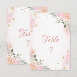 おしゃれな水彩花と雪の結晶 招待状