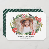 おしゃれな水彩花のホリデー写真カード シーズンカード (正面/裏面)