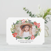 おしゃれな水彩花のホリデー写真カード シーズンカード (スタンド正面)