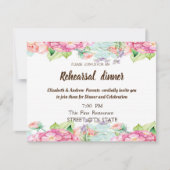 おしゃれな水彩花の結婚式 リハーサルディナー 招待状 (正面)