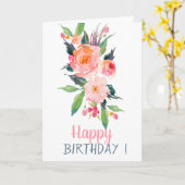 おしゃれな水彩花の誕生日 カード (黄色い花)