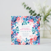 おしゃれな水彩花の80歳誕生日パーティー 招待状 (スタンド正面)